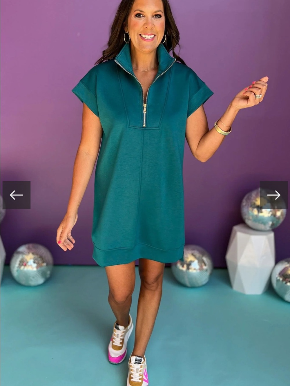 SSYS Taylor Dress - Teal Zip-Front Mini Dress with Collar